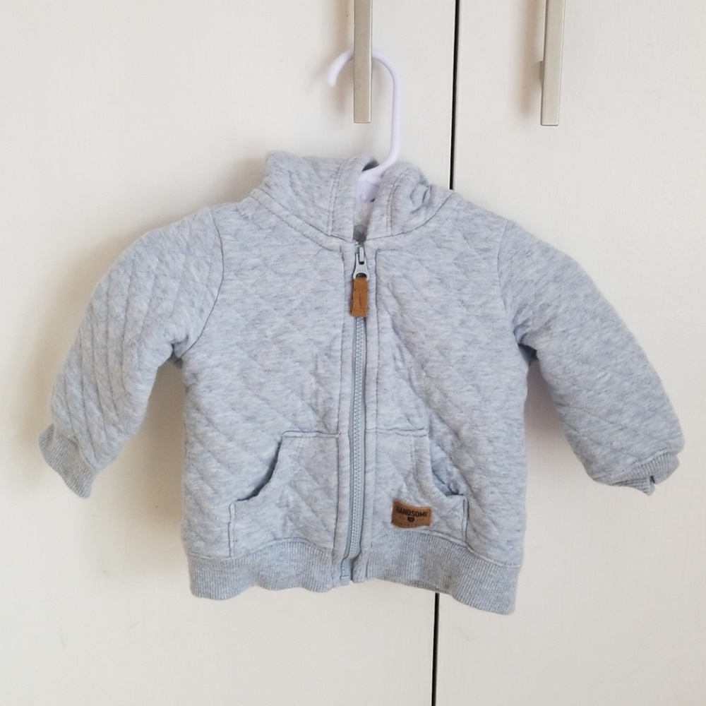 Carters light blue quilted fleece jacket 6m sherpa
